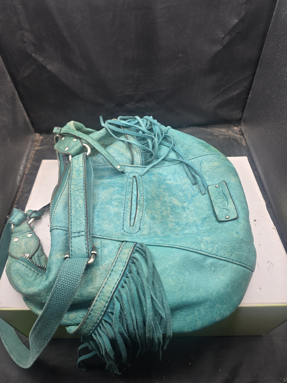 Lucky Brand Teal Fringe Hobo Shoulder Bag